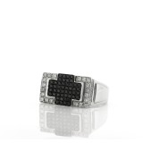 Men's Black and White Diamond Cross Ring